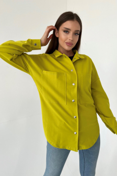 Туника рубашка фисташкового цвета на кнопках  Натали со скидкой