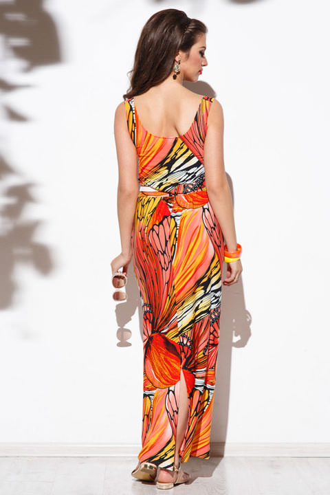 Фото товара 6099, длинное летнее платье на бретелях